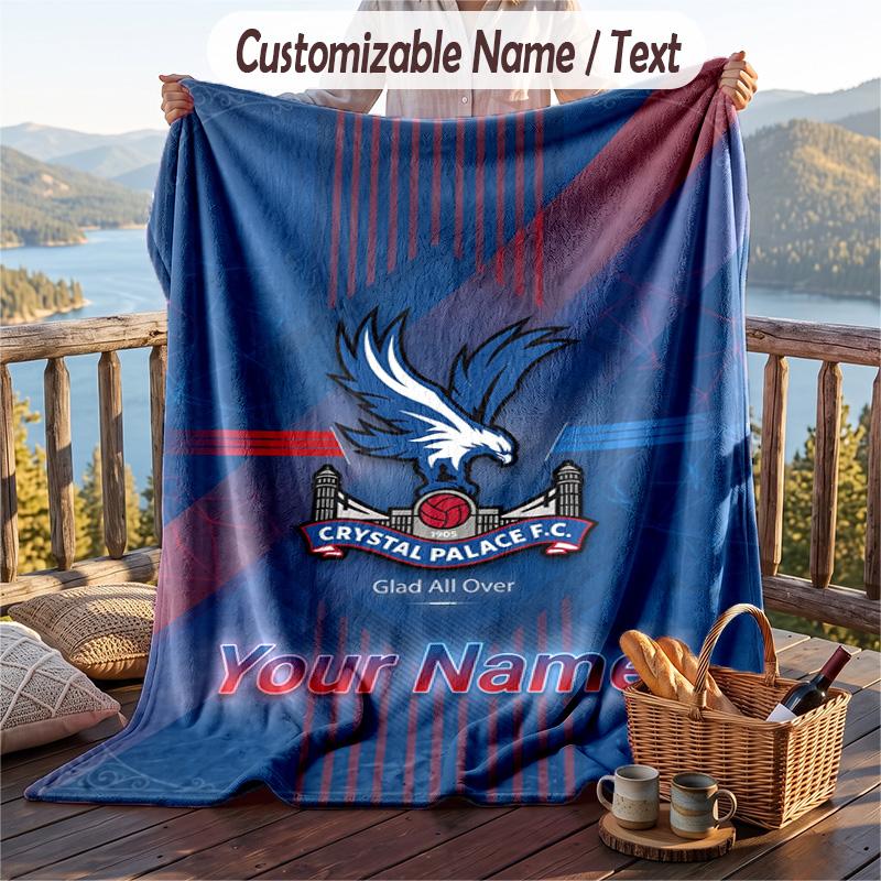 Flannel Blanket Crystal Palace Print Custom Name Text Soft Throw for Sofa Bed