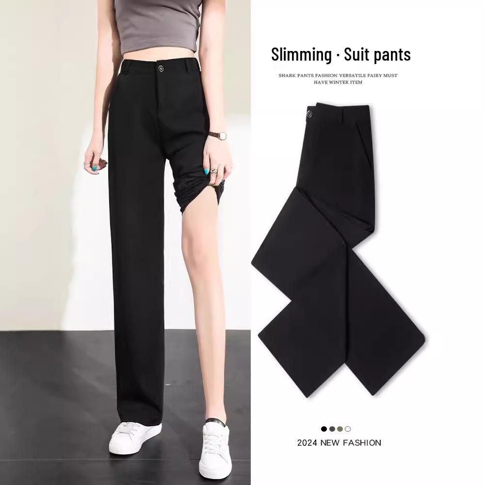Women's High-Waist Gray Wide-Leg Dress Pants - Spring/Autumn 2024 Collection
