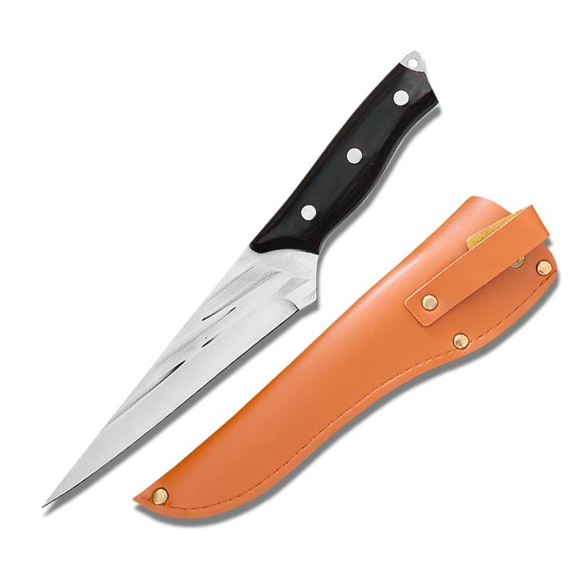 High-Carbon Steel Butcher Knife Kitchen Meat Cleaver Chef Peeling Cutting Tool Outdoors Fsihing Knife with Sheath