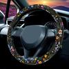 Wildflower Steering Wheel Cover, Flower Car Accessory For Diverse Cars, Steering Wheel Cover Non-Slip Breathable Fabric Absorbing Sweat Universal Car