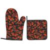 Orange Monarch Butterfly Oven Mitts and Pot Holder Sets of 2 for Baking Kitchen Cooking BBQ Resistant Non-Slip Gloves