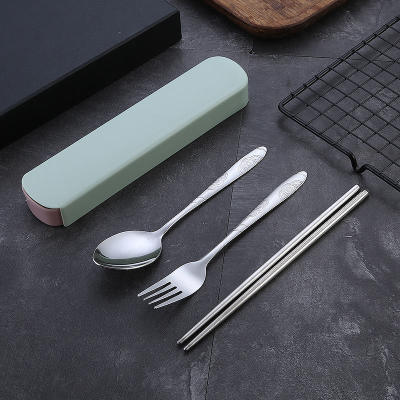 3Pcs Stainless Steel Dinnerware Set Tableware Chopsticks Fork Spoon Eco-Friendly Travel Cutlery Set Utensil Box Chopsticks Set