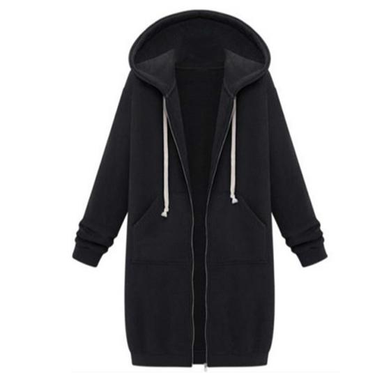 Women Long Sleeve Solid Color Coat Thick S Drawstring Long Lady Jacket Women Clothes