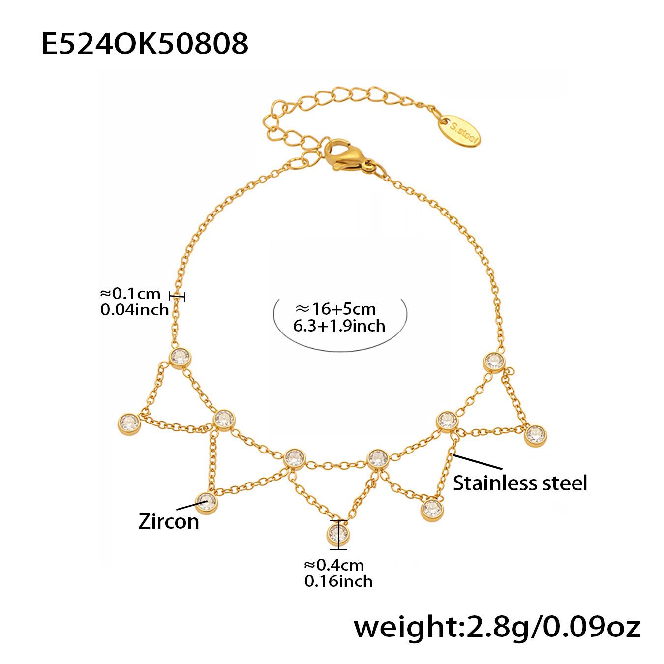 

Модный геометрический браслет с позолотой и цирконом, женский, роскошный, из нержавеющей стали 316, водонепроницаемый, ножной браслет, изысканный циркон для леди