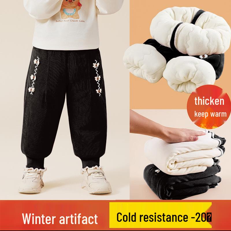 

Jingqi Girls Thickened Cotton Fleece Pants – Warm and Fashionable Autumn/Winter Wear for Babies and Children 110cm (recommended 95-103cm)
