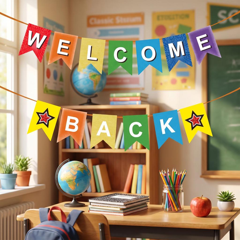 Back To School Party Decorations Welcome Back Bunting Flags for Kids