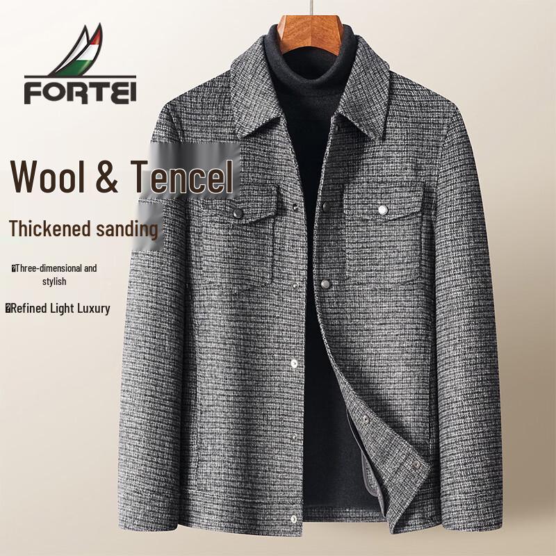 Men s Wool Blend Thickened Commuter Jacket L