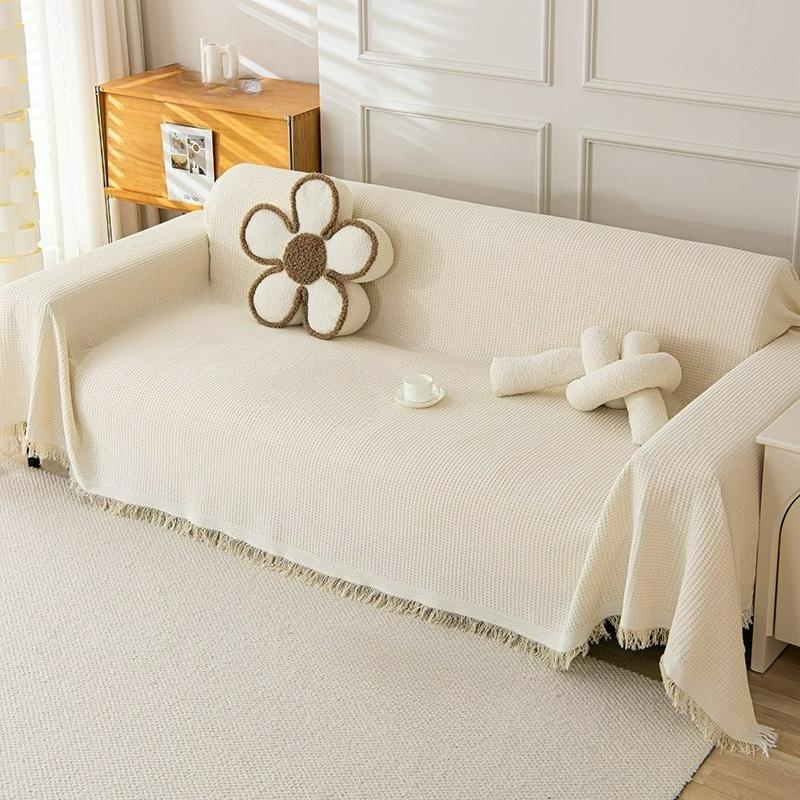 Sofa Cover Towel Cover All-inclusive Cover Cloth Cream Style High-grade Cotton Yarn Camping Blanket Sofa Cushion Four Seasons Universal Dustproof