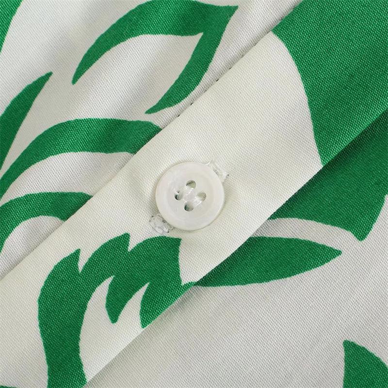 2022 Summer European & American Women's Long Shirt Dress with Belt and Print