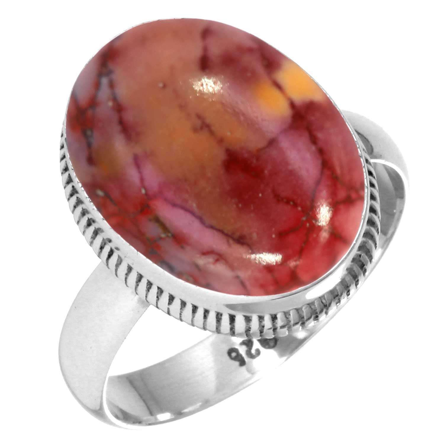 

Кольцо из стерлингового серебра 925 пробы, женское, с драгоценными камнями, ювелирные изделия ручной работы, подарок на День дружбы, мукаит, монтанский агат, моховой агат, колючая устрица, родонит, глаз Шивы 9.5