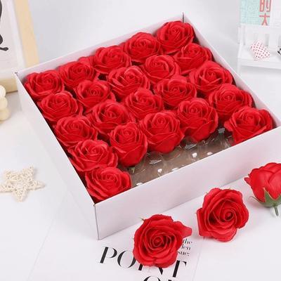 25Pcs Realistic Floral Soap Rose Flower Wreath Making Artificial Rose Flowers Wedding Decor