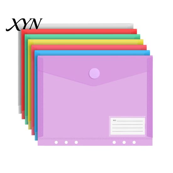 Subject Sorting File Organizer Plastic Folder with Label Pocket, Hook And Loop Closure Clear Push-type Round Buckle Poly Envelope Document Folder,