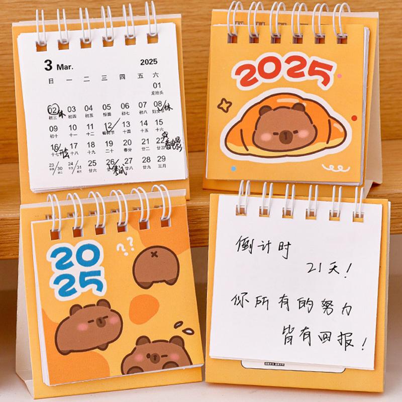 Creative Mini Cartoon Desk Calendar Cute Portable Capybara Pocket Calendar Desktop Small Decoration Office School Supplies Gifts