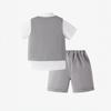 Boys' British Style Summer Formal Three-Piece Set: Short-Sleeve Vest, Shorts, and Bow Tie