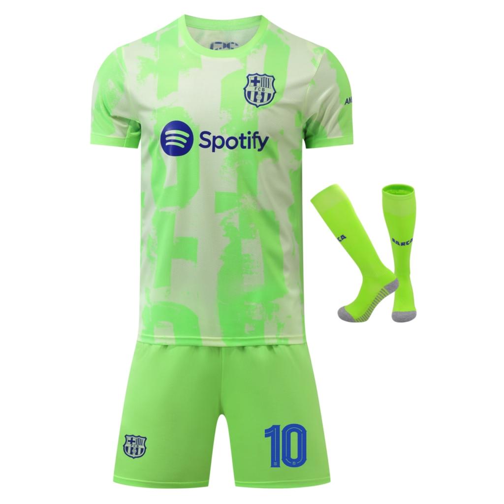 YSHT Barcelona Yamal Kids Soccer Set Jersey and Shorts Green 120-130cm Sportswear