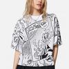 Li Ning X Disney Mickey Series SS22 Cartoon Pattern All Over Print Loose Short Sleeve T-Shirt Women Tops Black White AHSS272-3