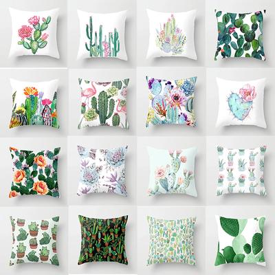 Fresh Cactus Flower Pattern Series Summer Decorative Cushion Pillowcase Polyester Cushion Cover Sofa Decorative Pillowcase