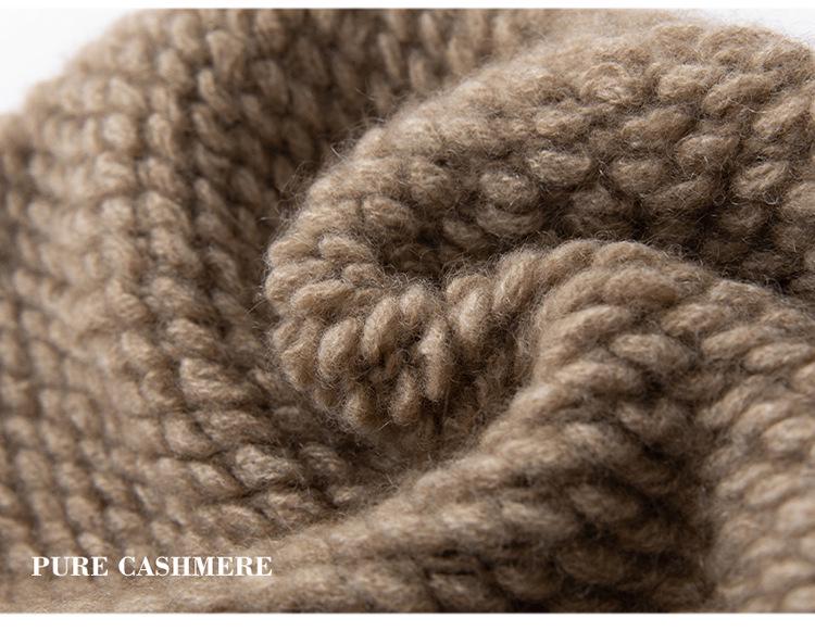 Women's 100% Pure Cashmere Knit Bucket Hat - Autumn/Winter Thickened Design for a Slimmer Face Look