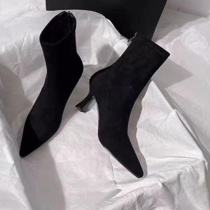 Fashion Fashion Women's Boots Sexy Pointed Toe High Heel Boots Suede Casual Booties Slim Fit Elastic Boot Temperament Women Boots Botas