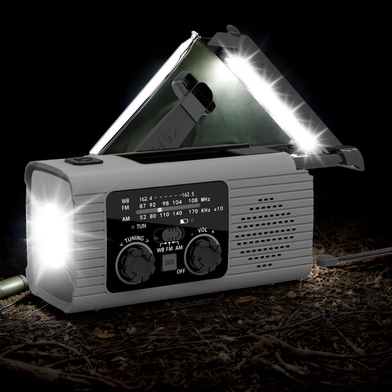 Portable Solar Radio Flashlight Hand Crank Weather Radio AM/FM/NOAA Radio Crank Radios 3 Way Charging Survival Radio For Camping