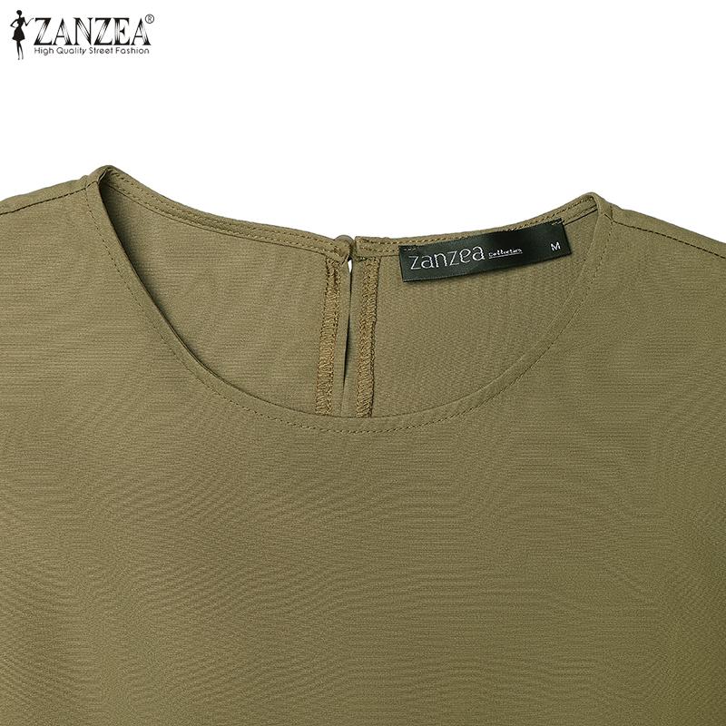 ZANZEA Rochie de vară cu mâneci scurte, ocazională, cu gât rotund