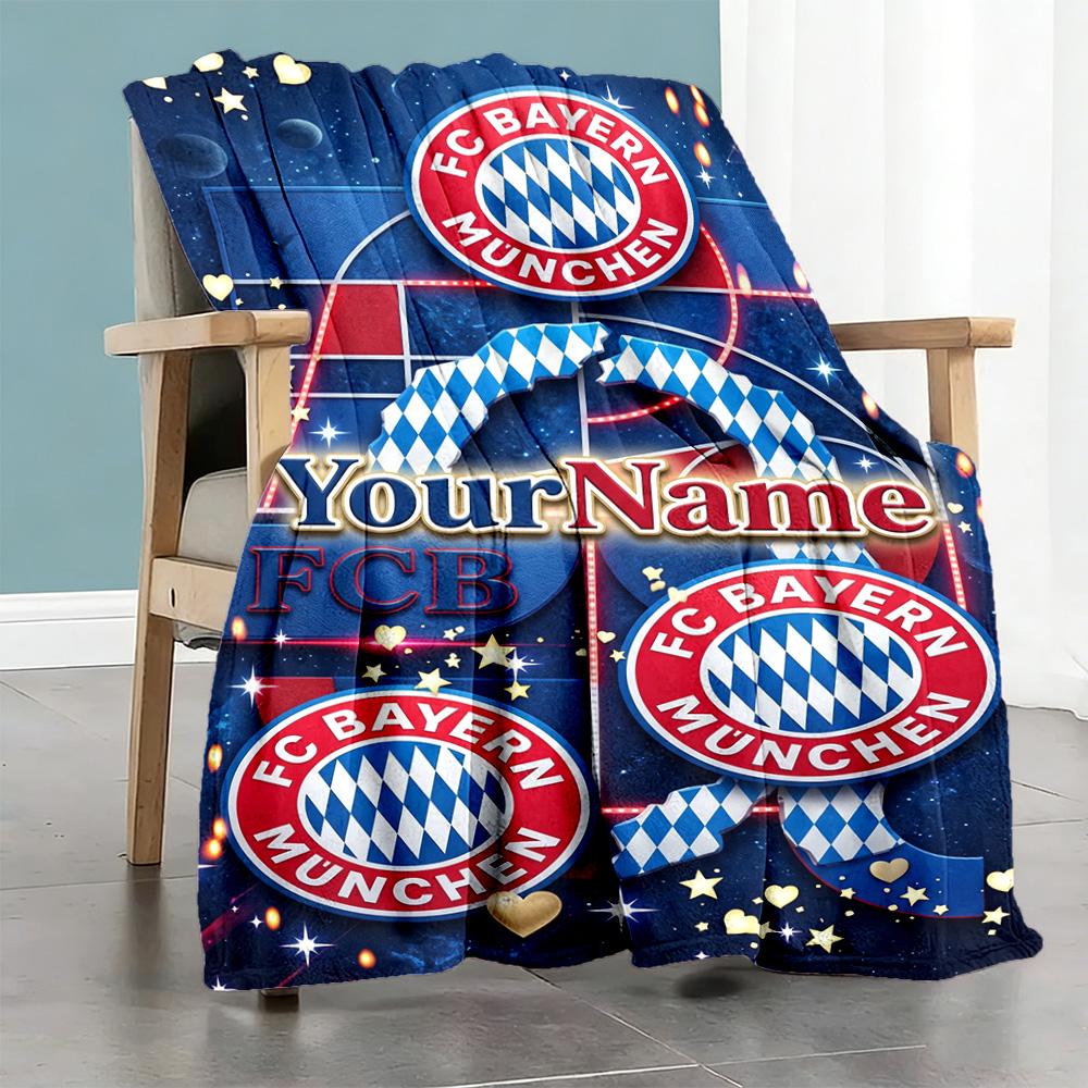 Fc Bayern München 14 Personalized Text Blanket Lightweight Customizable Blanket Soft Warm Cozy for Office Picnics Living Room Livingroom