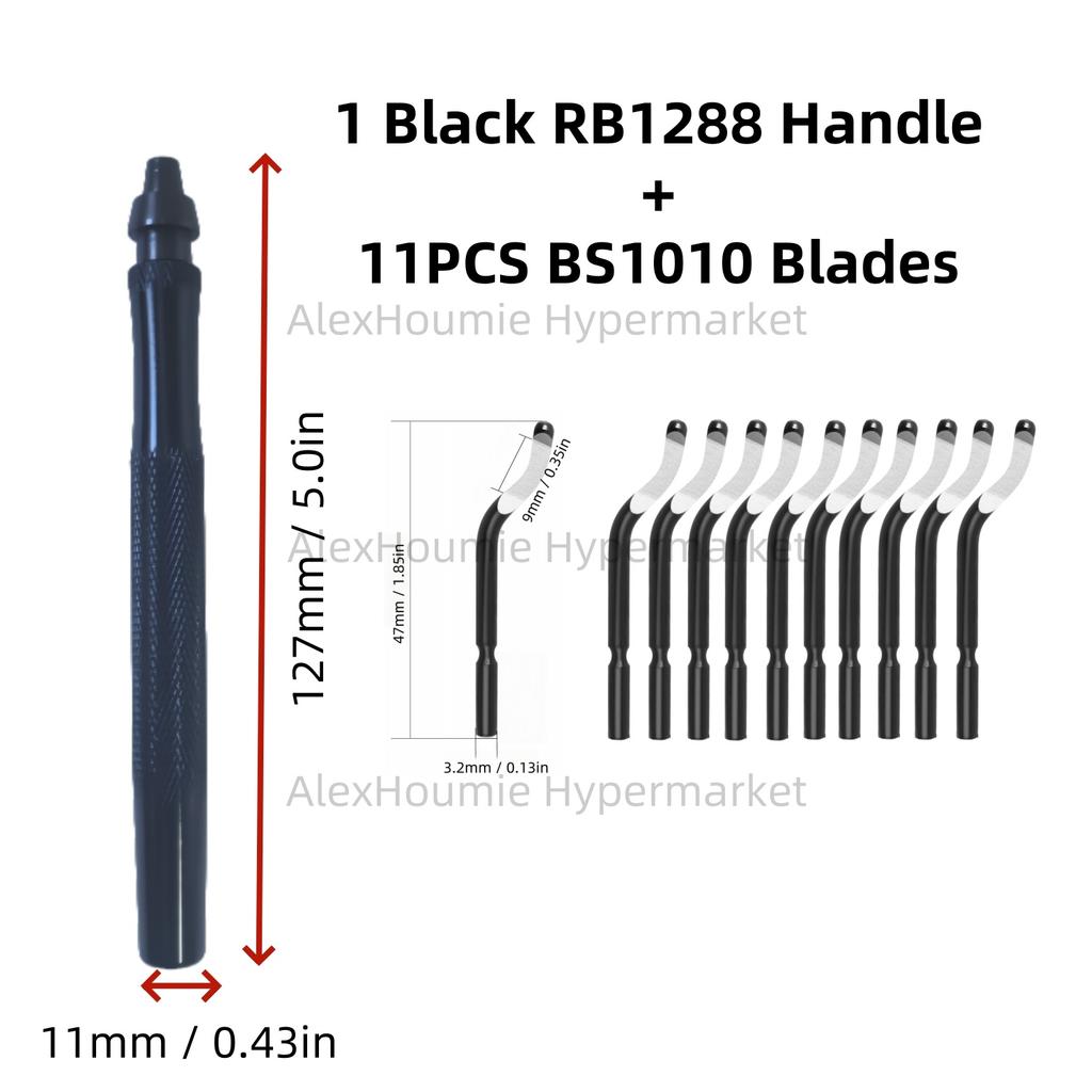 Metal Handle Deburring Tool Kits with BS1010 Blades Deburr Tool Edge Burr Remove 360 Degree Rotary High Grade Swivel Blades