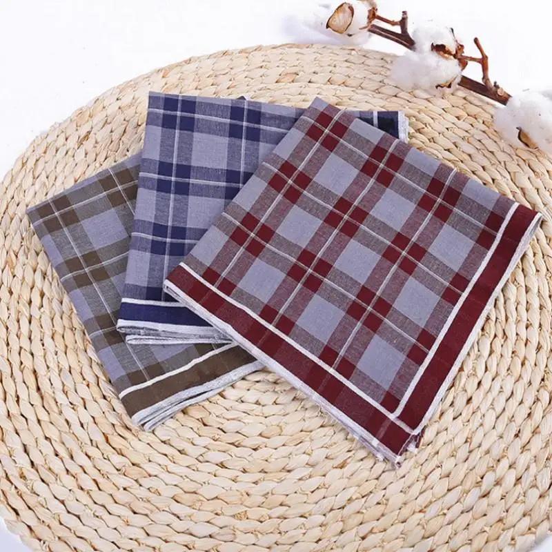 2 Pcs Multicolor Stripe Set Square,Cotton Handkerchief 38 * 38 Cm Men Classic Plaid Pattern Pocket