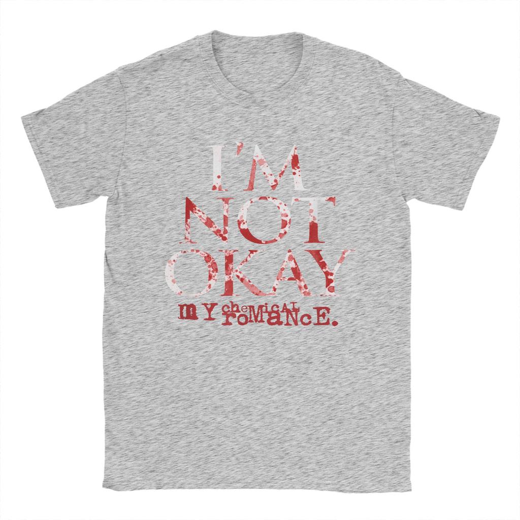 I'm Not Ok My Chemical Romance Herren T-Shirt Vintage T-Shirt Kurzarm Rundhals T-Shirt 100% Baumwolle Sommerkleidung