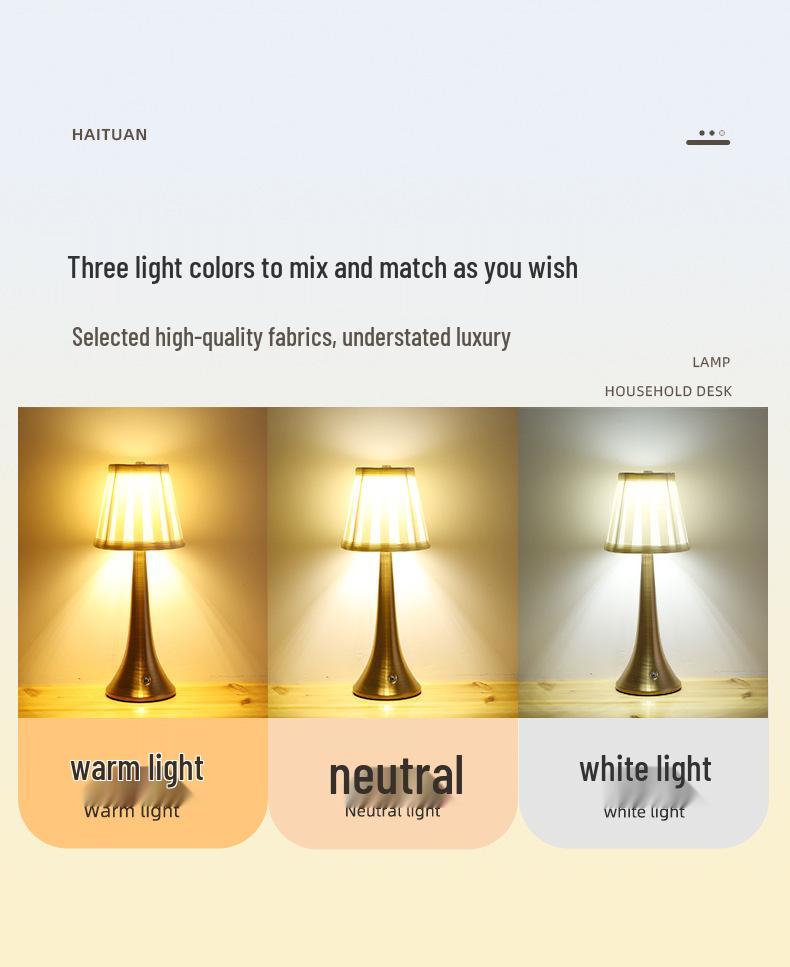Nordic Metal Fabric USB Table Lamp - LED Night Light for Bedroom or Study