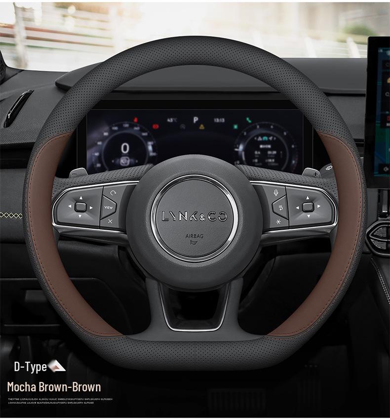 Ultra-Thin Genuine Leather Steering Wheel Cover for Lynk & Co 900 03 06 08EM-P 01Z20 07 0905
