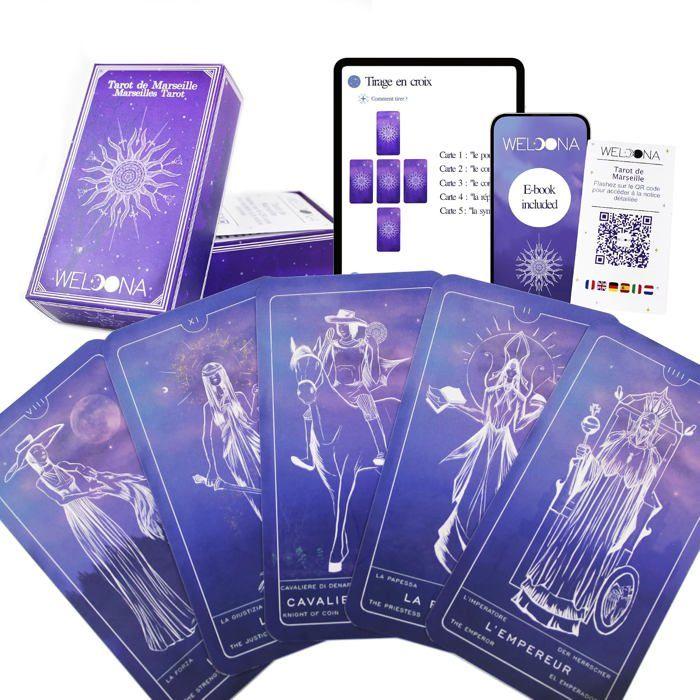 WELOONA Tarot De Marseille 78 Cards - Complete Divinatory Deck - 22 Major Arcana & 56 Miners - Gift Idea