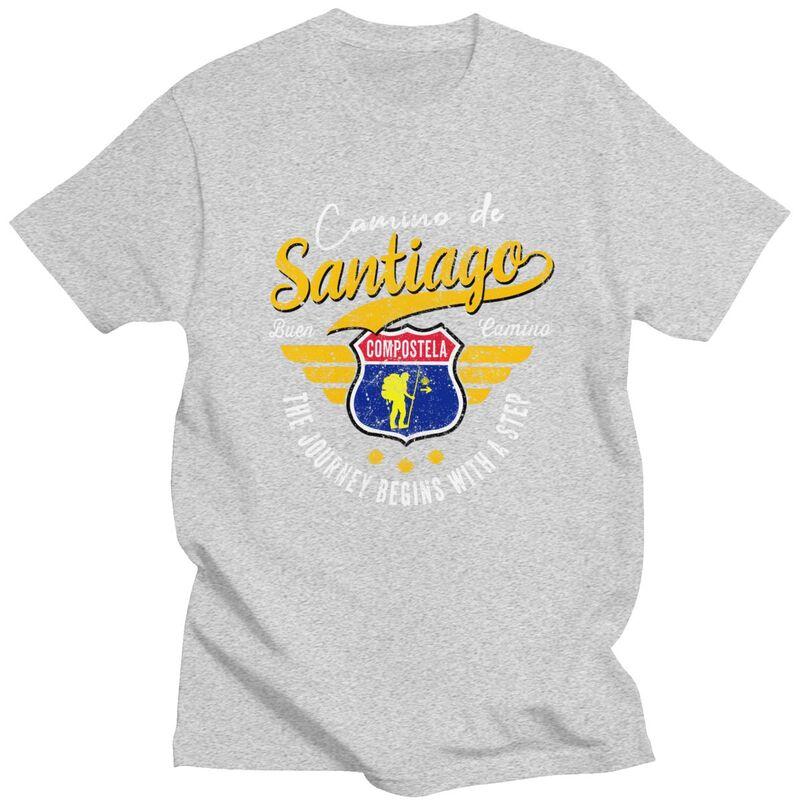 Custom Fashion Buen Camino De Santiago T Shirts Men Short Sleeve Tshirts Streetwear Tee 100 Cotton Slim Fit Tshirts Gift