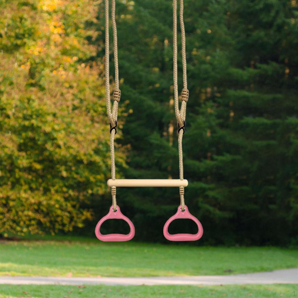 Trapeze Swing Bar Hanging Rings for Indoor Outdoor Use Fitness Home Gym