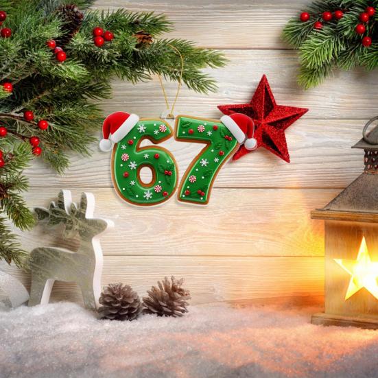 67 Funny Christmas Ornaments 2025 Handmade Santa Ornament Six Seven Meme Decoration Rearview Mirror Holiday Gift Decor