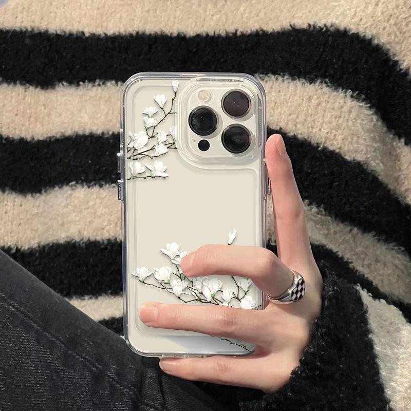 ins flower applies to iPhone15 mobile phone case 14pro Apple 13 transparent 12 female xsmaxxr anti-fingerprint