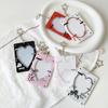 Cute Heart Bow Photocard Holder with Star Keychain Lace Frame Transparent ID Card Protector for Teen Girls Gift Card Display