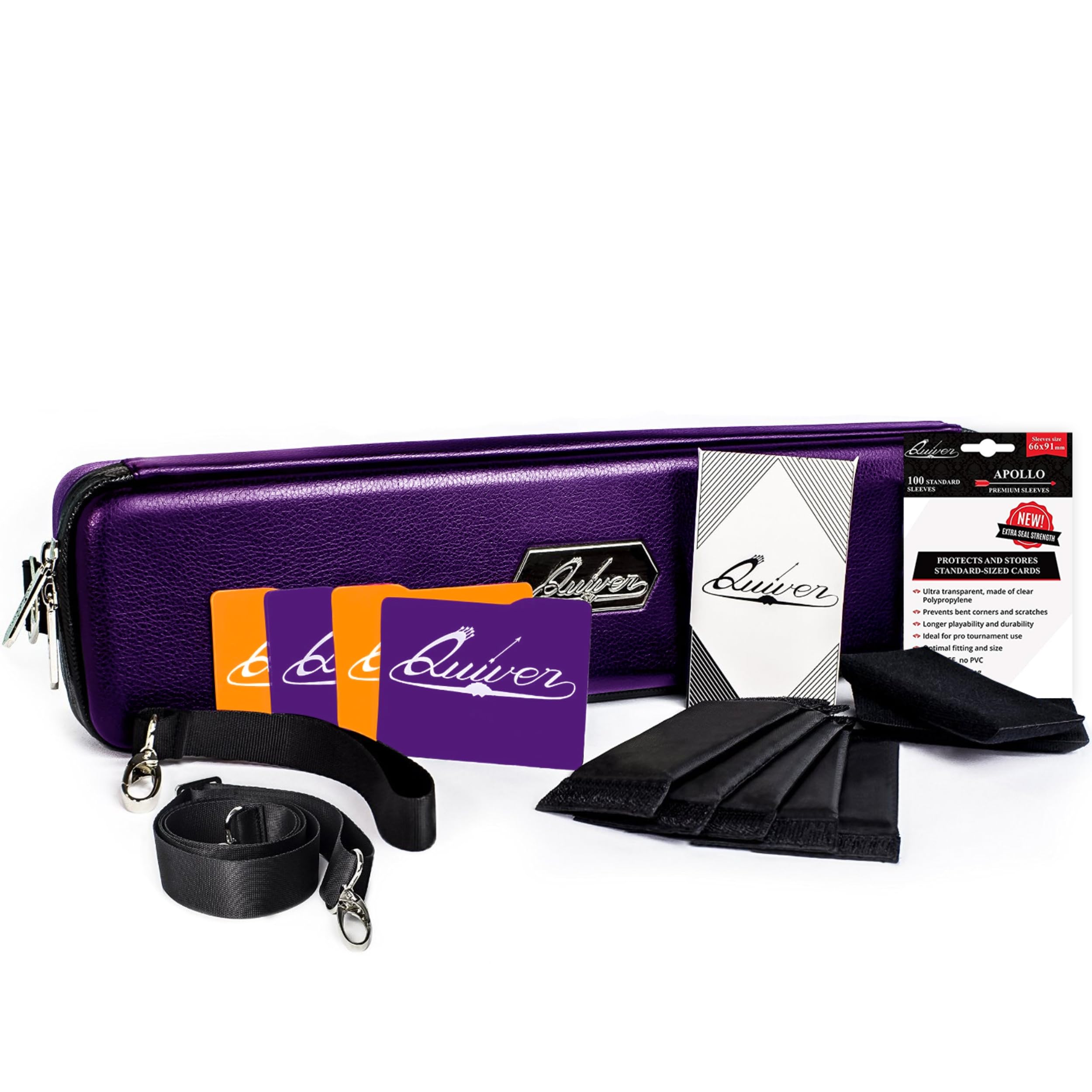 

Quiver Time Purple Card Case Perfect for MTG Premium Storage Box Case for Trading and Playing Cards Includes and 100 Apollo Card Sleeves - Decks, - фиолетовый