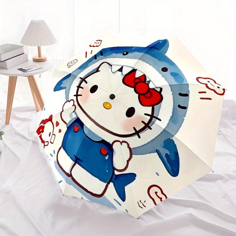 1pc Hello Kitty Shark Automatic Umbrella with Folding Feature - Compact Travel Umbrella, Perfect Gift for Birthday, Christmas, , 011