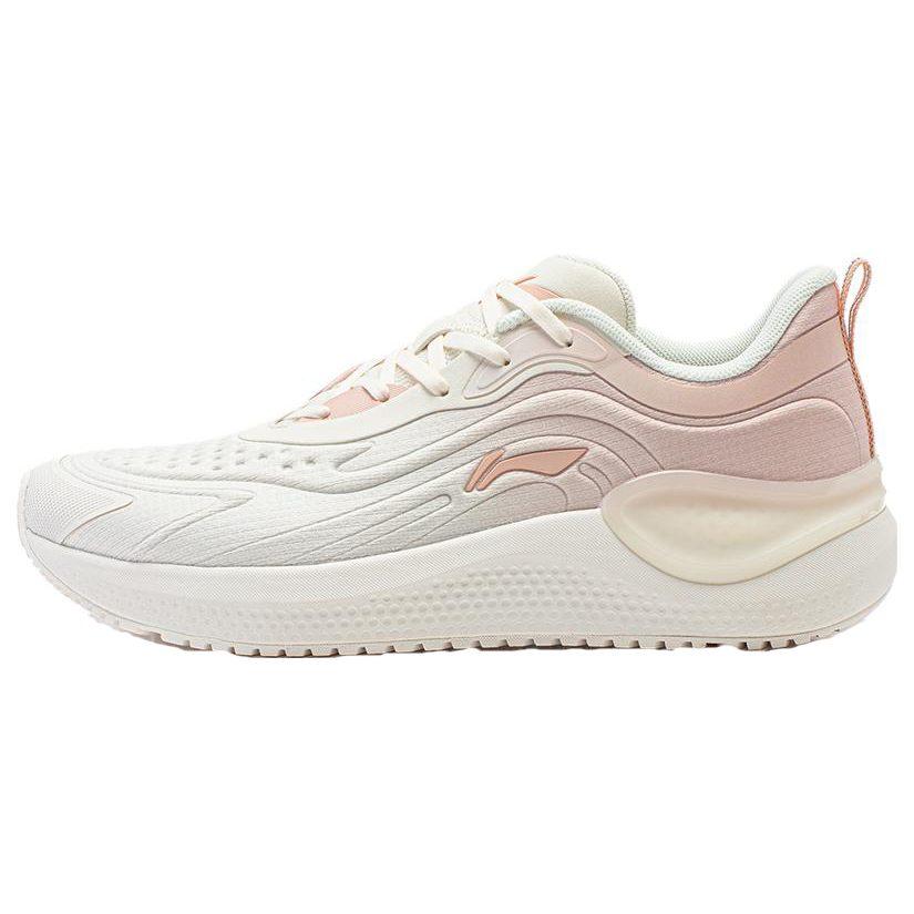 Li Ning EazGo Cushioning Abrasion Resistant Cushioning, Wear Resistant Low Top Running Shoes Women's White Pink ARST042-2