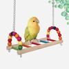 Multi Functional Bite Resistant Parrot Swing Colorful Hanging Beads Bird Wooden Bird Cage Standing Interaction