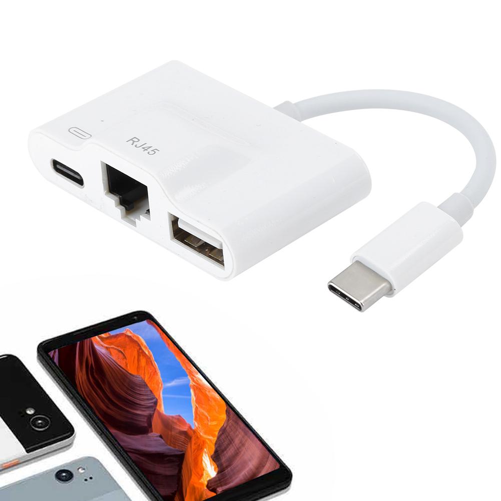 Ethernet Adapters USB Rechargeable TypeC External Wired Networking Card for Computers Tablets RJ45