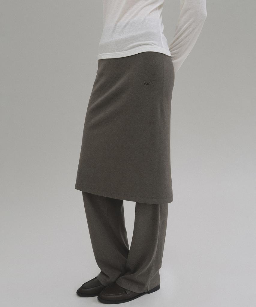 ANDNEEDS Naia Layered Skirt Pants (Brown)