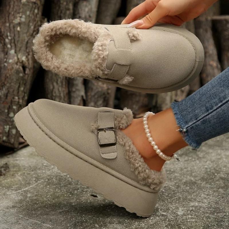 Women Platform Boots New Luxury Winter Women's Warm Shoes Cotton Slippers Plush Fashion Retro Shoes Women Flats Slippers