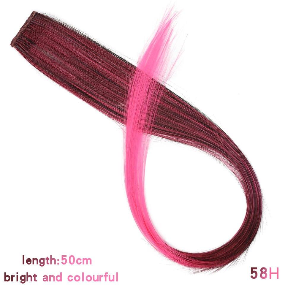 LUPU 55CM Synthetic Strands Of Hair On Hairpins Long Straight Hair Extension Colorful Hair Clip Girl Natural Rainbow Hair