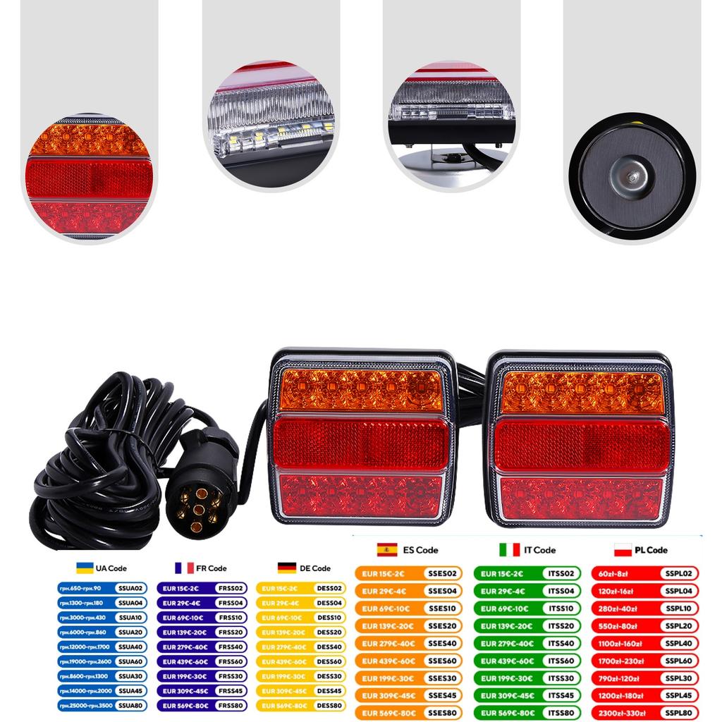 3256807765834798Σετ Φώτα Ουράς Τρέιλερ LED, 12V, Με Βύσμα 7-Πιν, Ανθεκτικό Υλικό, Εύκολη Εγκατάσταση, Βελτιώνει την Ορατότητα, Άδεια