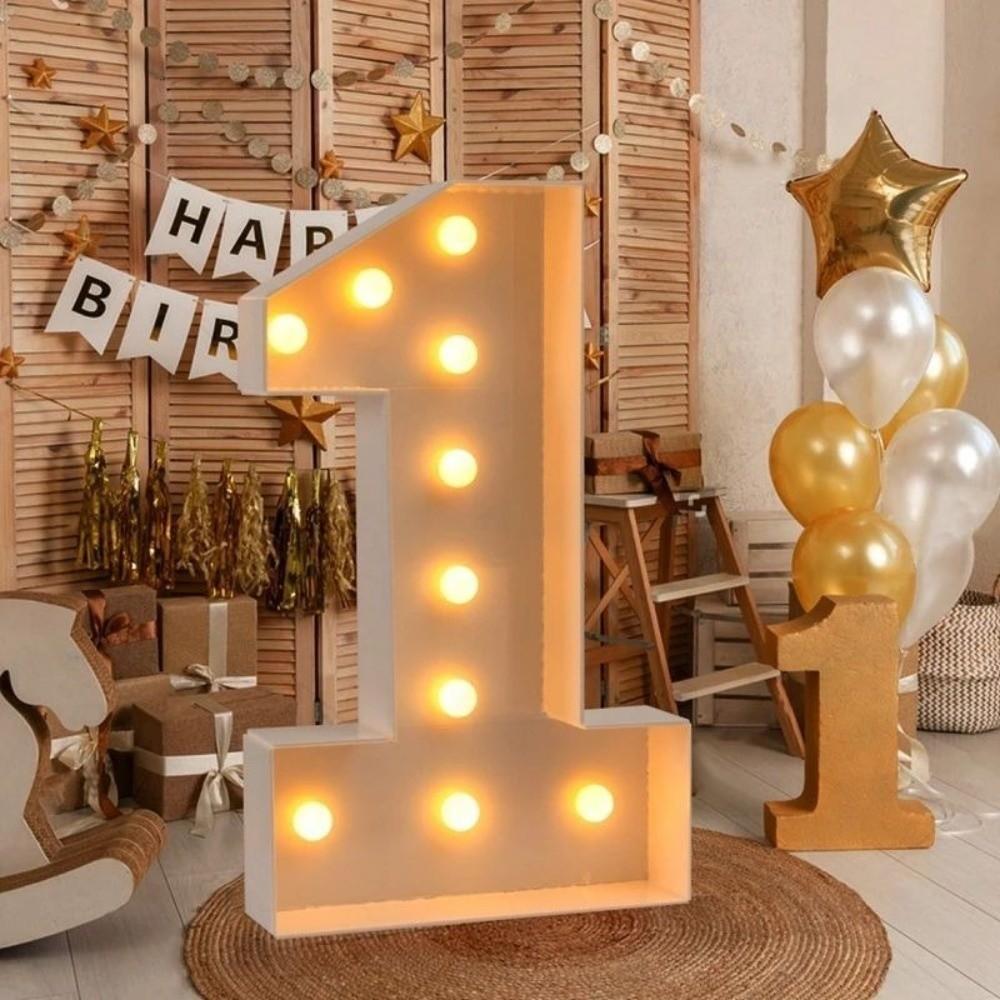 91cm LED Light Balloon 0-9 Numbers Birthday Balloon Frame Giant Birthday Figure  Anniversary Decor