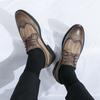 Men Brogues Grey Derby Wedding Dress Summer Pointed Toe Elevator Shoes Tuxedo Prom Blazers Shoes Plus Size