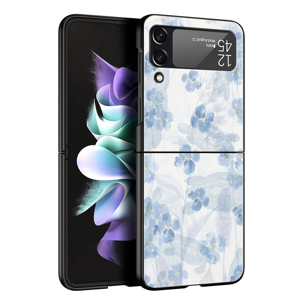 Phone Case for Samsung Galaxy Z Flip 3 4 5 6 7 Folding Shell For Samsung Z Flip4 Flip5 PC Hard Cover Soft Pale Little Flower