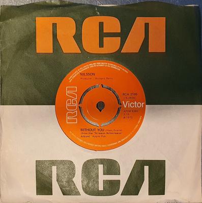 7inch Record HARRY NILSSON  Without You RCA2165 RCA Victor 1972 UK Rock Used